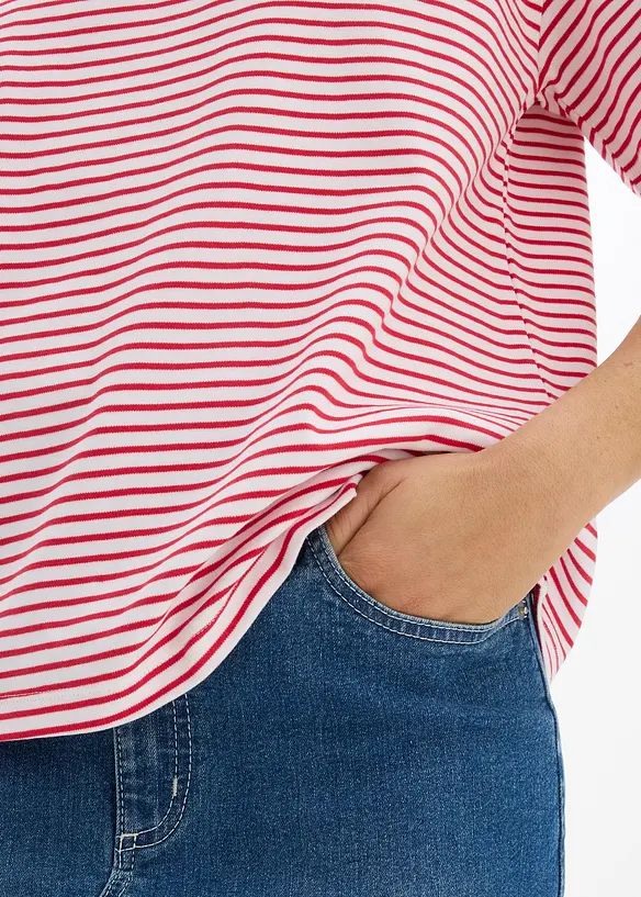 Gestreept T-shirt met borduursel, bonprix