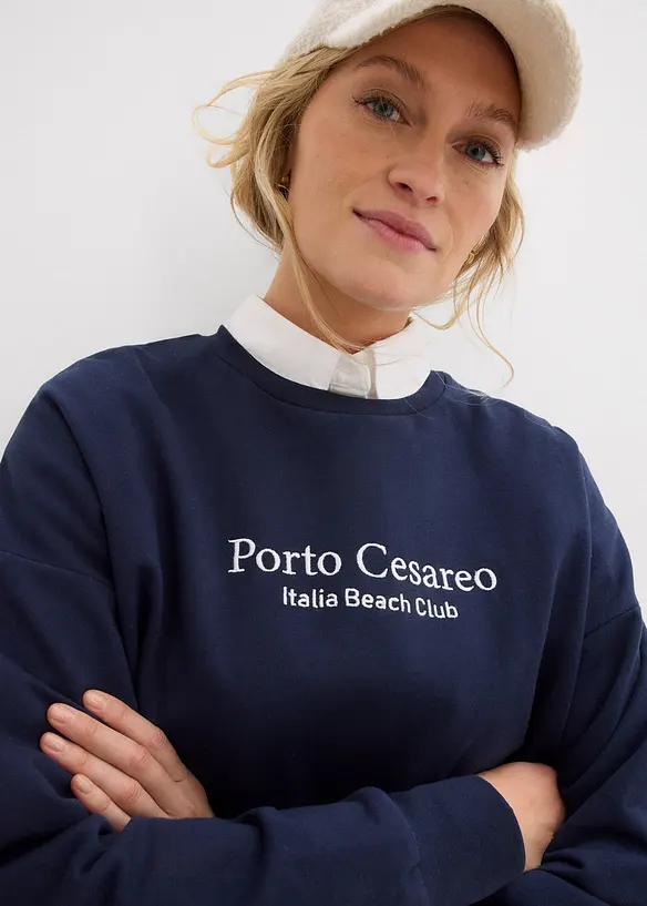 Oversized sweater met borduurwerk, bonprix
