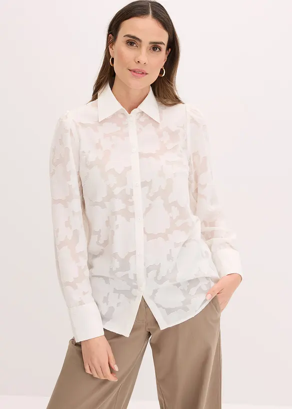 Blouse van jaquard chiffon, bonprix