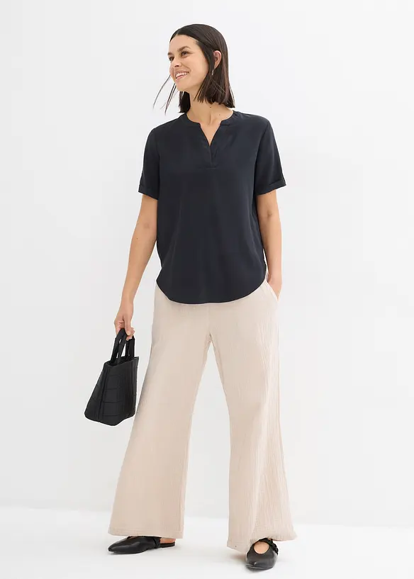 Blouse met korte mouwen van een soepele viscosemix, bonprix