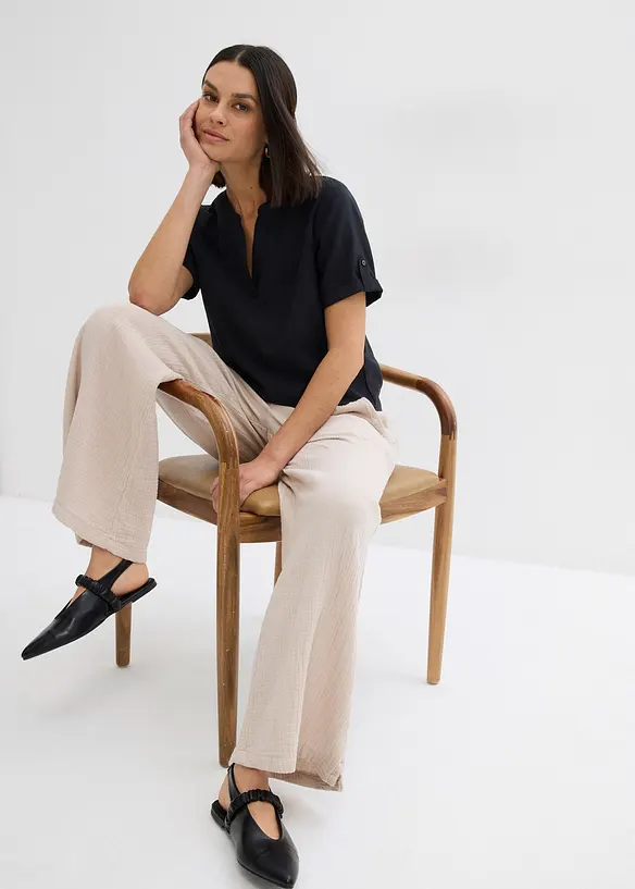 Blouse met korte mouwen van een soepele viscosemix, bonprix