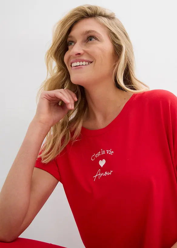 Jersey jurk met borduursel van een vicose-elastanmix, bonprix