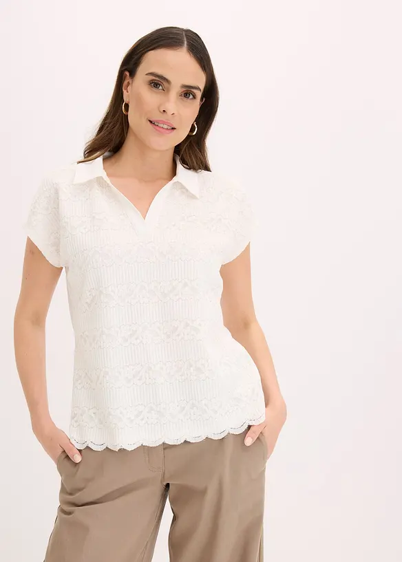 Poloshirt met kant, bonprix