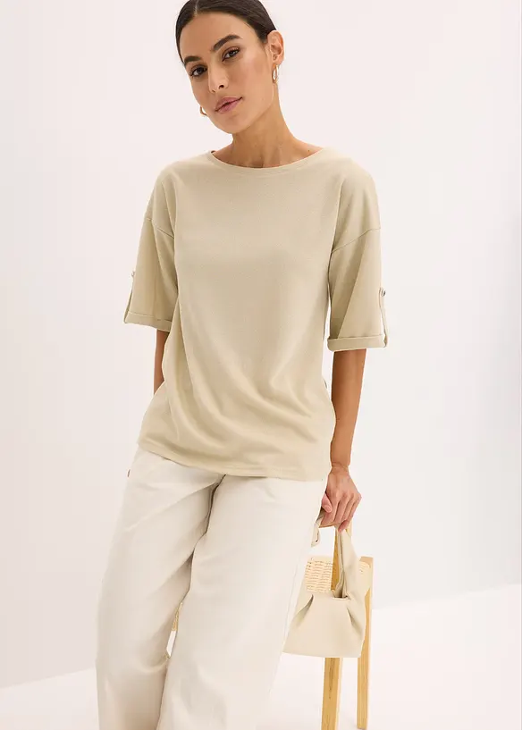 Shirt met viscose en glanzende print, bonprix