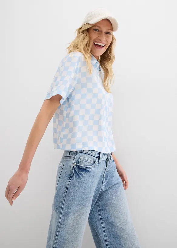 Geruite blouse met korte mouwen, bonprix