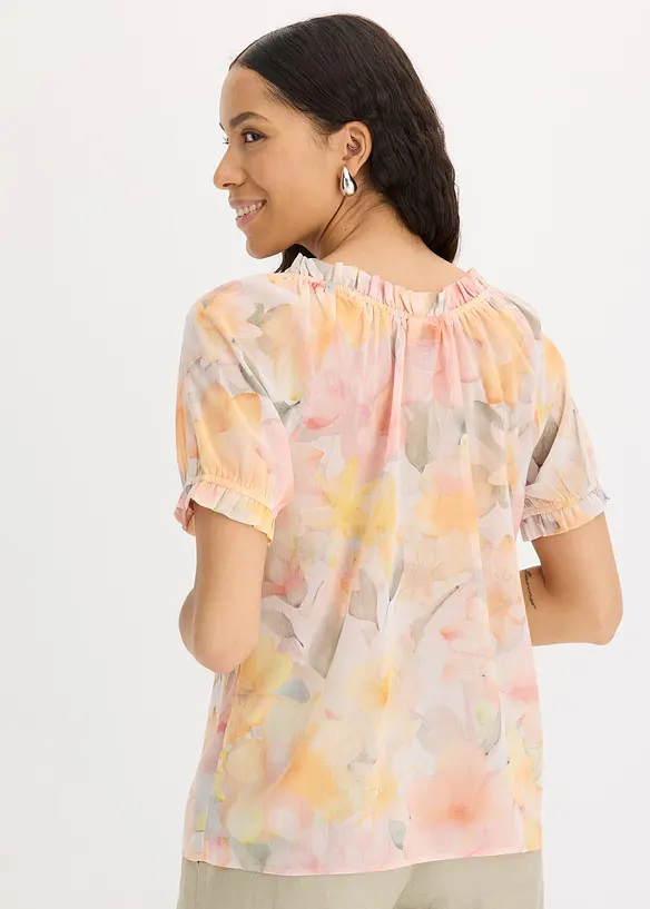 Chiffon blouse met groot decolleté, bonprix