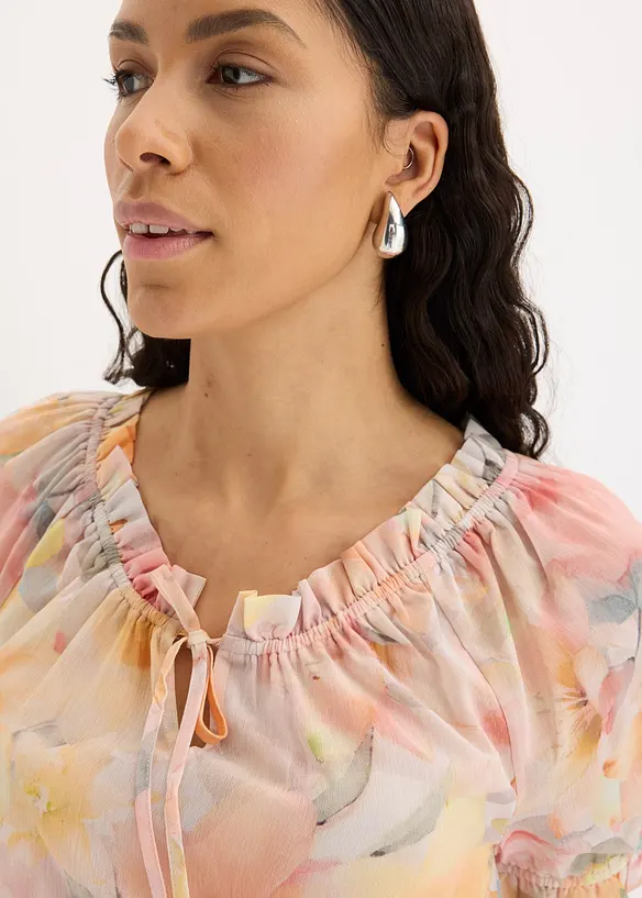 Chiffon blouse met groot decolleté, bonprix