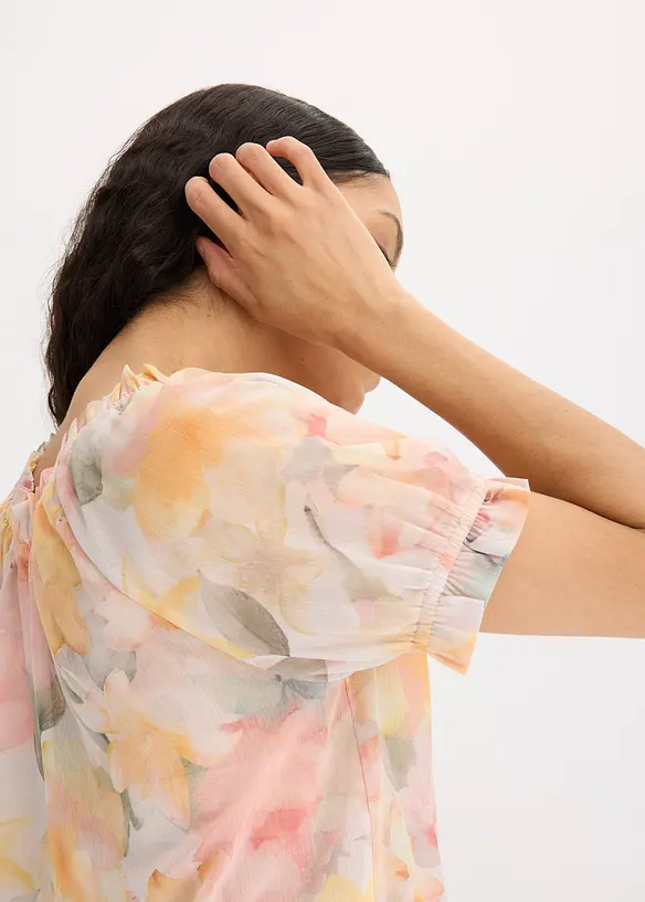 Chiffon blouse met groot decolleté, bonprix