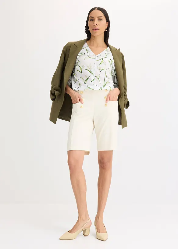 Gedessineerde blouse met volants, bonprix
