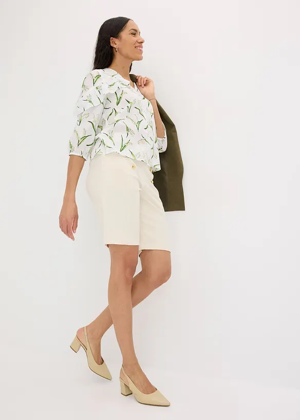Gedessineerde blouse met volants, bonprix