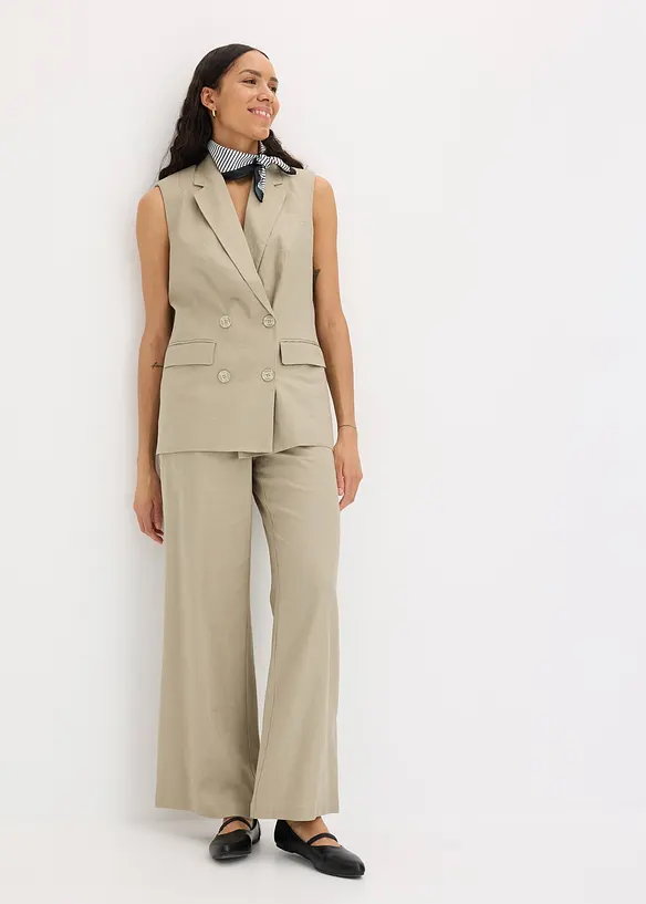 Linnen blazer zonder mouwen, bonprix