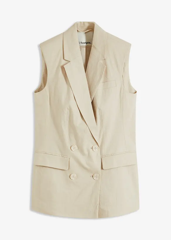 Linnen blazer zonder mouwen, bonprix