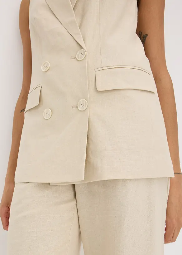 Linnen blazer zonder mouwen, bonprix
