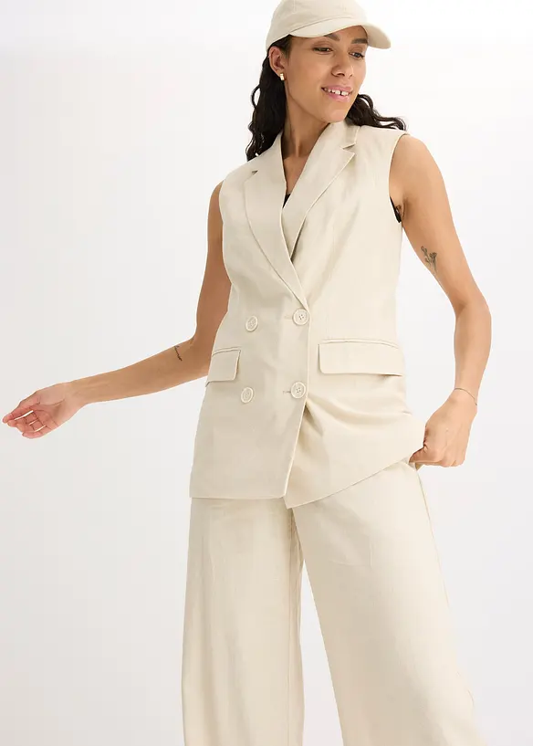 Linnen blazer zonder mouwen, bonprix