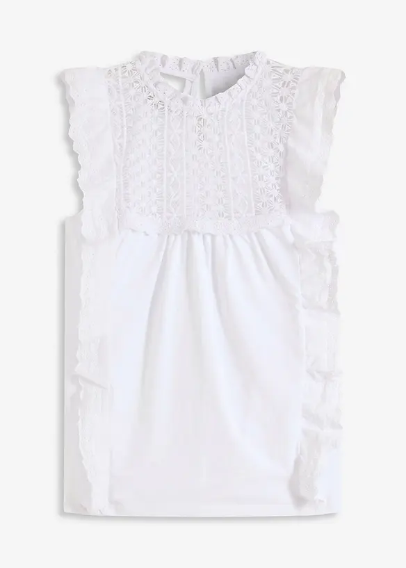 Jersey top met broderie anglaise, bonprix