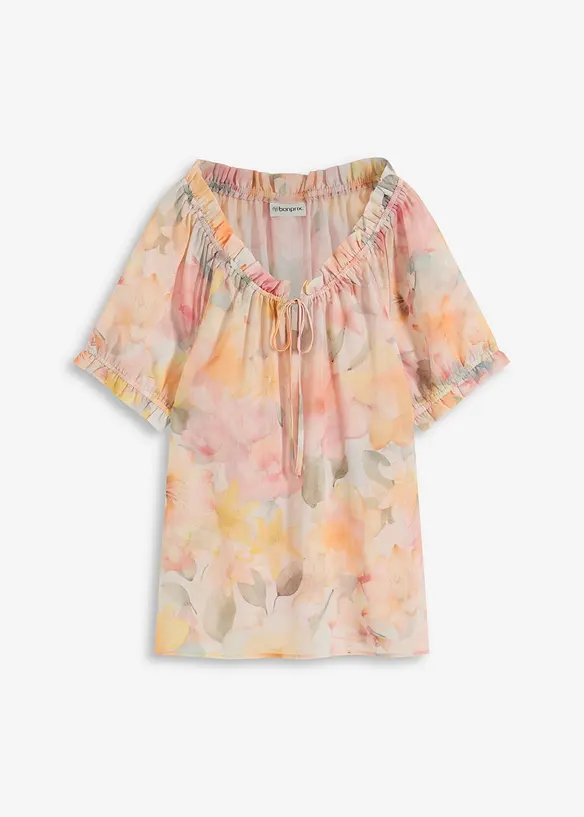 Chiffon blouse met groot decolleté, bonprix