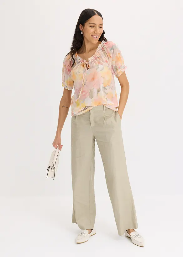 Chiffon blouse met groot decolleté, bonprix