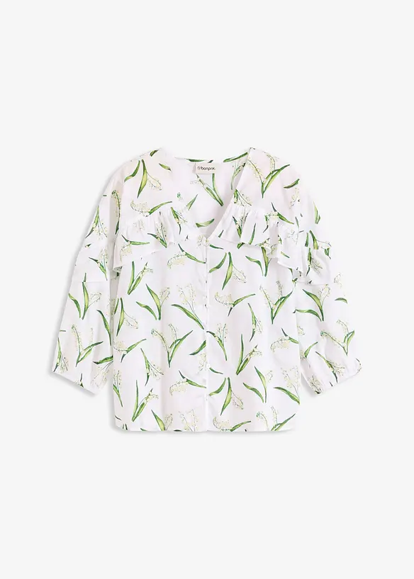 Gedessineerde blouse met volants, bonprix