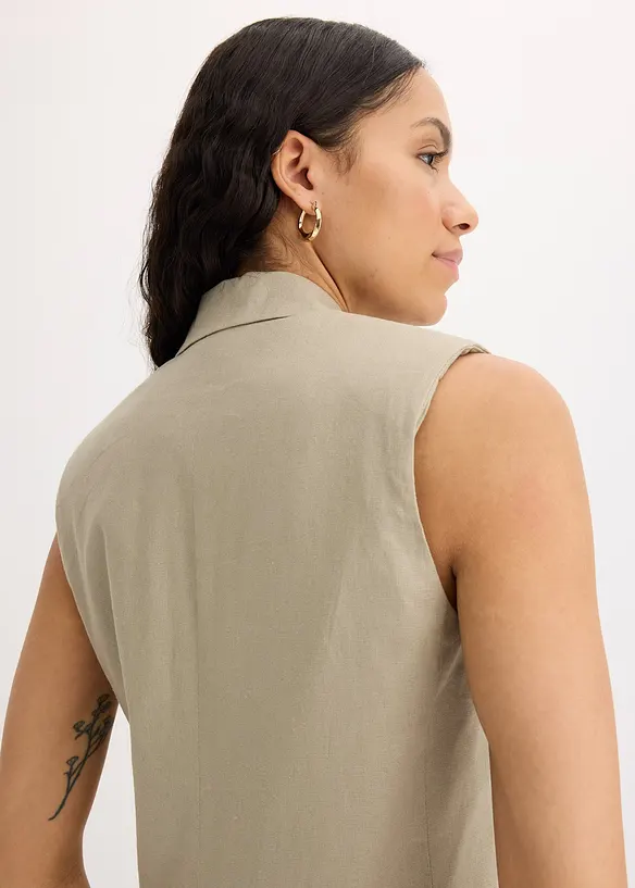 Linnen blazer zonder mouwen, bonprix