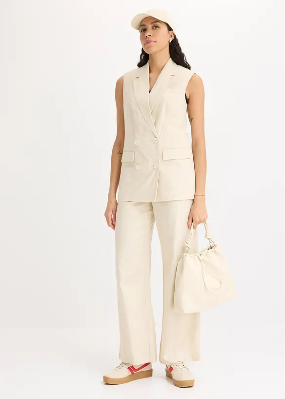 Linnen blazer zonder mouwen, bonprix