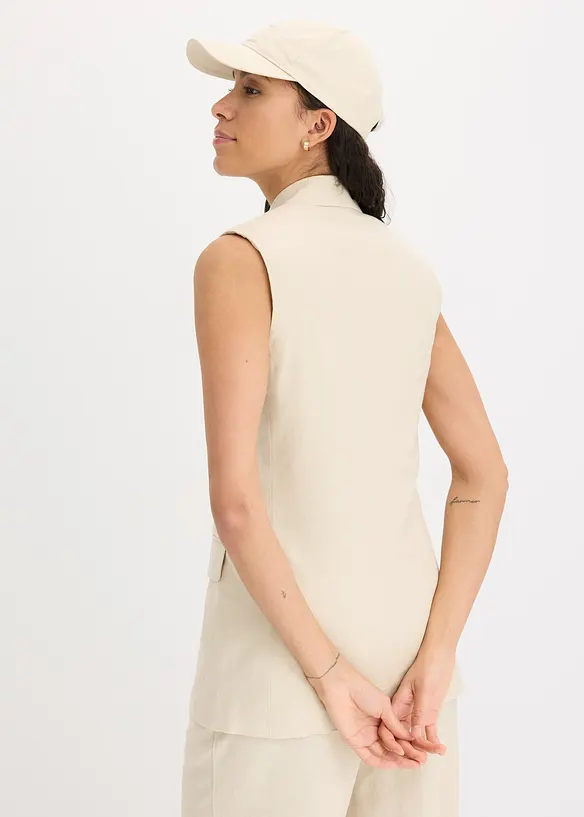 Linnen blazer zonder mouwen, bonprix