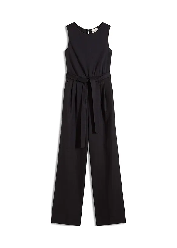 Jumpsuit in een jersey-linnenmix, bonprix