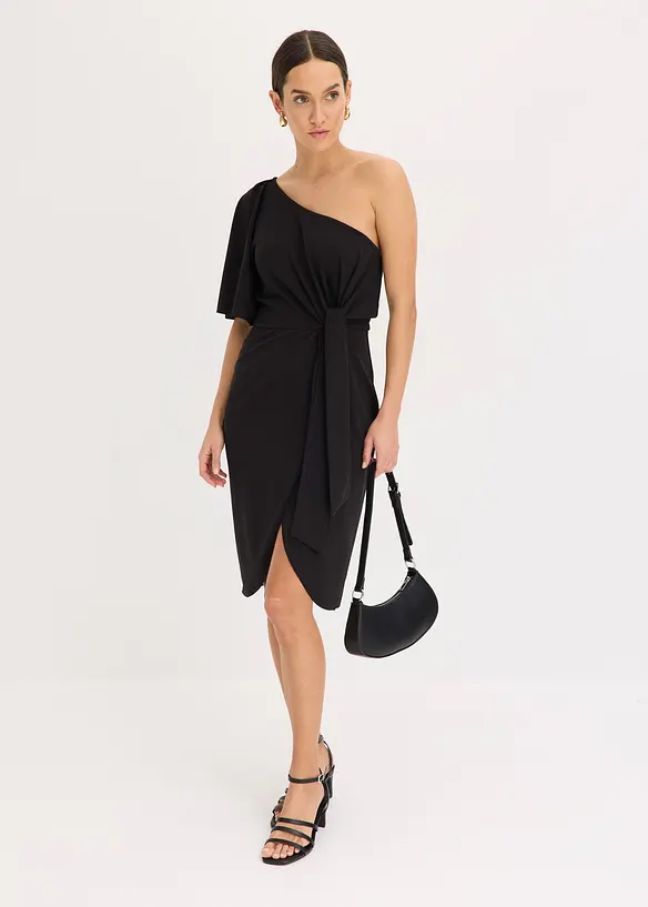 One-shoulder jurk met plooien, bonprix