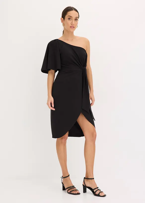One-shoulder jurk met plooien, bonprix
