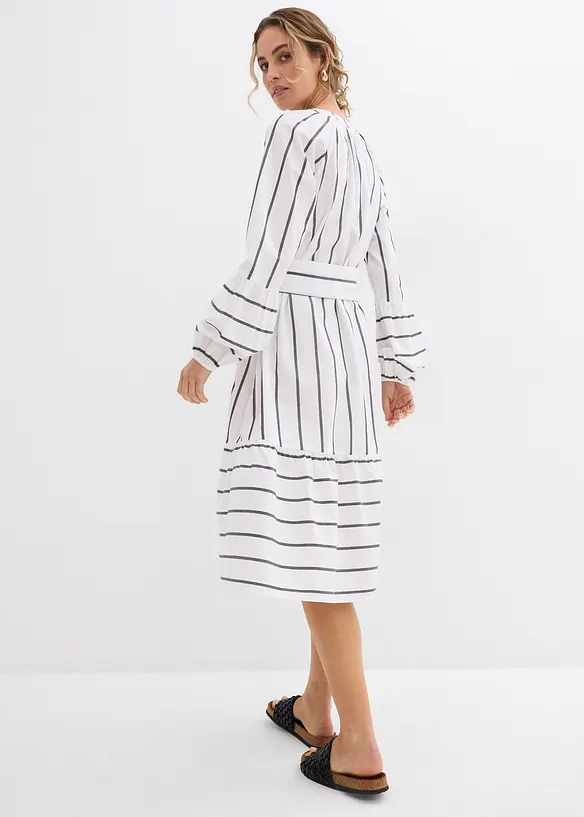 Gestreepte midi jurk van puur katoen, bonprix