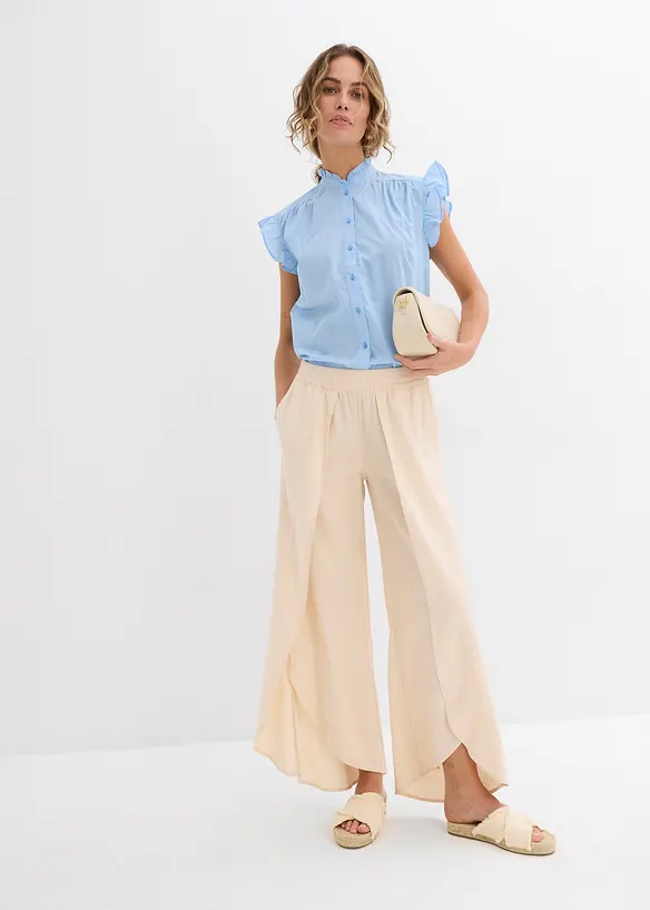 Broek cropped met split, bonprix
