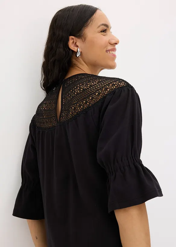 Jersey jurk met crochet-kant, bonprix