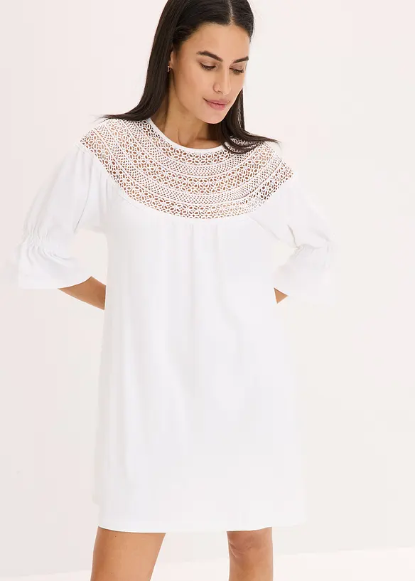 Jersey jurk met crochet-kant, bonprix