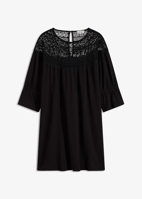 Jersey jurk met crochet-kant, bonprix