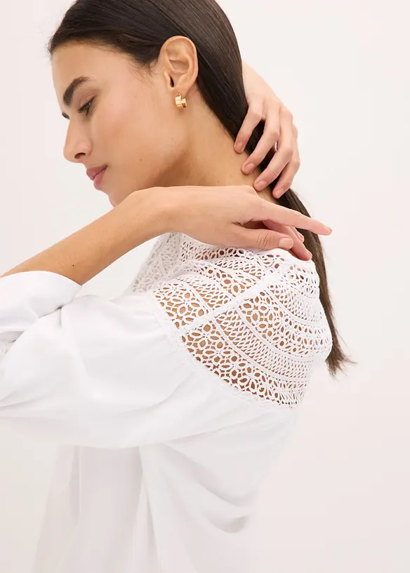 Jersey jurk met crochet-kant, bonprix