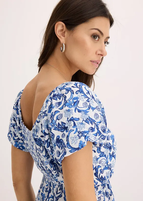 Mini jurk met plooien in viscose met structuur, bonprix