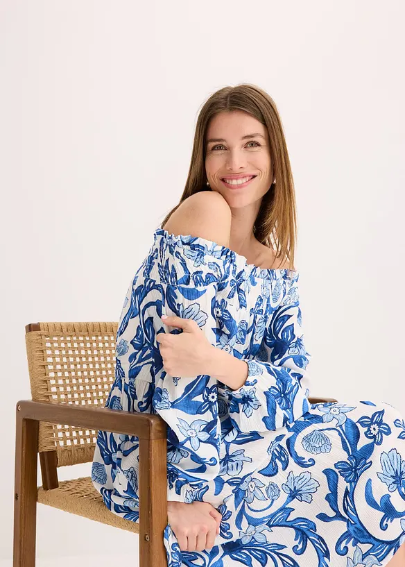 Carmen jurk van gestructureerde viscose, bonprix