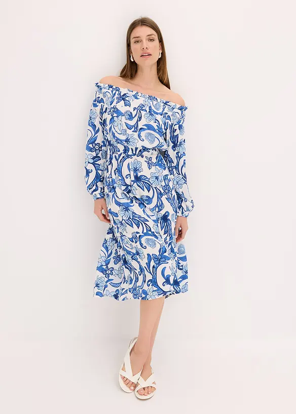 Carmen jurk van gestructureerde viscose, bonprix