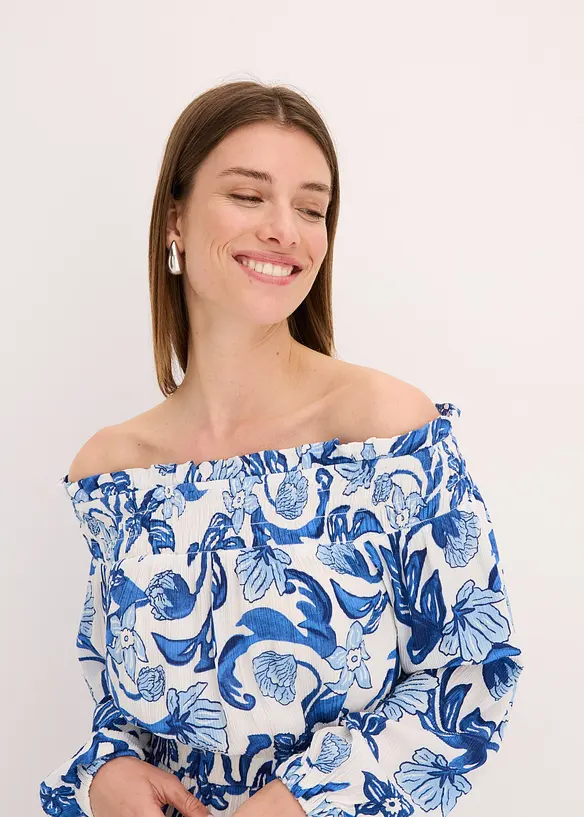 Carmen jurk van gestructureerde viscose, bonprix