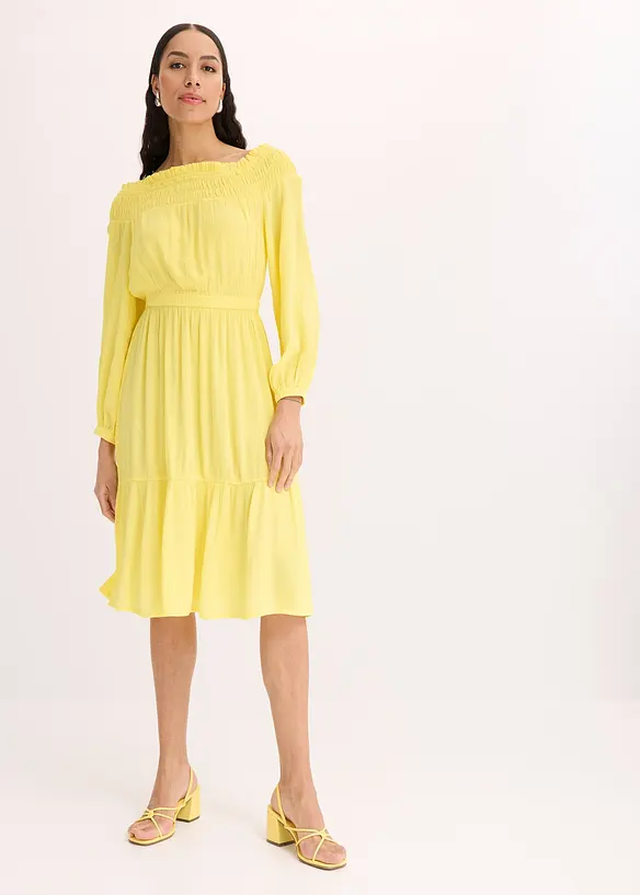 Carmen jurk van gestructureerde viscose, bonprix