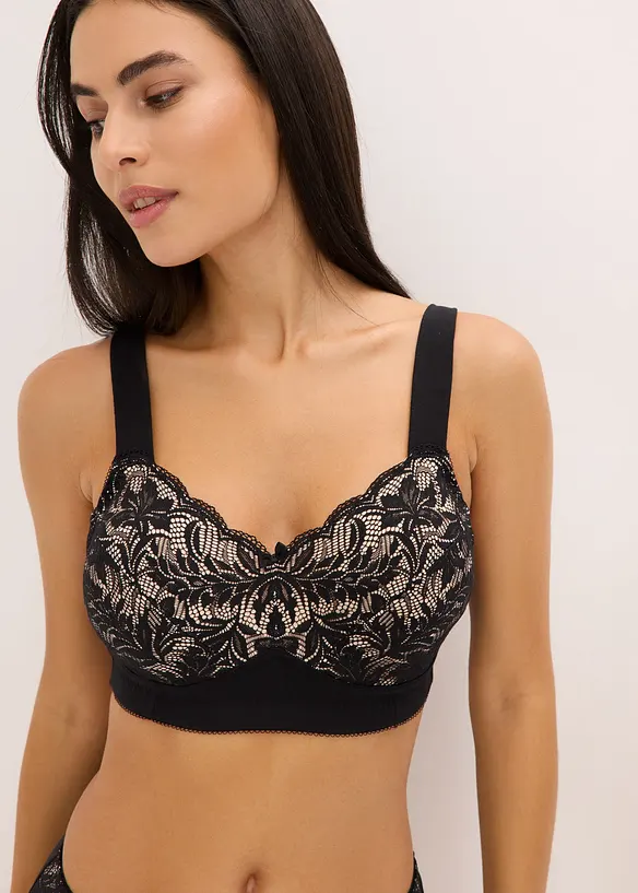 Bralette met biologisch katoen en kant, bonprix