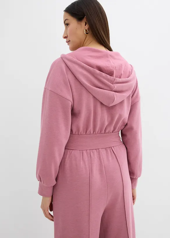 Cropped sweatvest met capuchon in een zachte katoenmix, bonprix