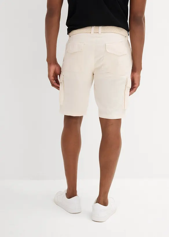 Cargo bermuda met linnen en riem, regular fit, bonprix