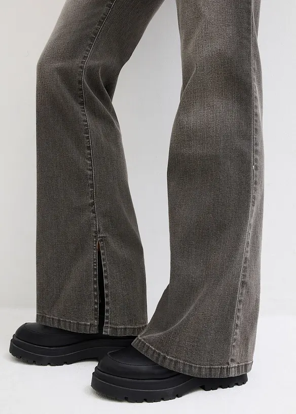 Straight jeans, high waist, split, bonprix