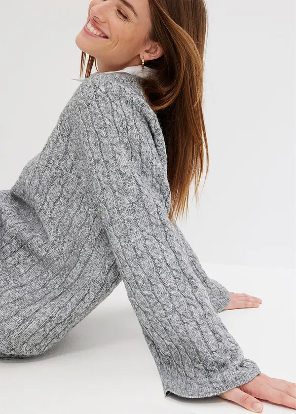 Oversized trui met kabelpatroon, bonprix