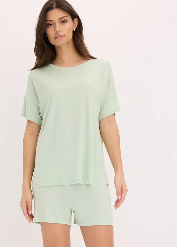 Shortama met oversized shirt van viscose, bonprix