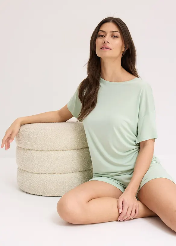 Shortama met oversized shirt van viscose, bonprix