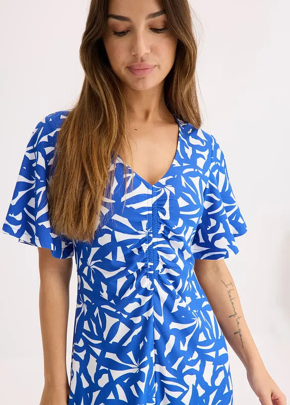 Jersey jurk met plooitjes, bonprix