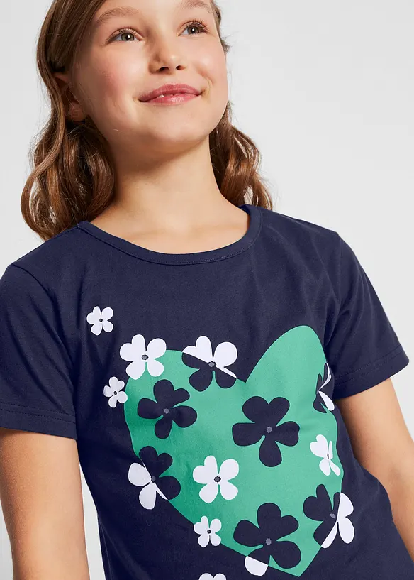 Meisjes T-shirt (set van 2) van biologisch katoen, bonprix