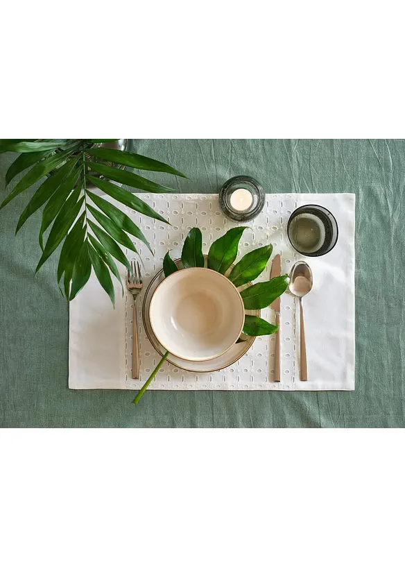 Placemats van biologisch katoen met borduursel (set van 2), bonprix