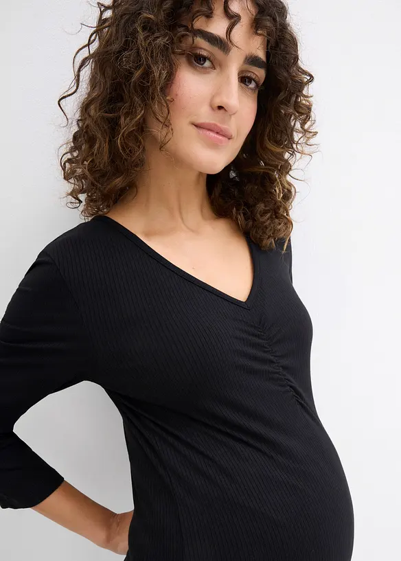 Geribd zwangerschapsshirt met opvallende hals, bonprix